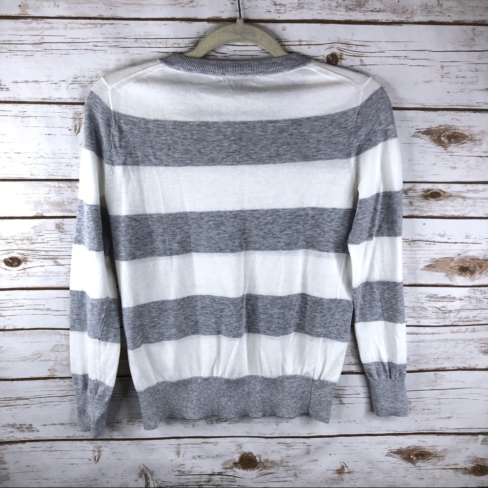 J. Crew gray white stripe cotton fitted top - Picture 5 of 8